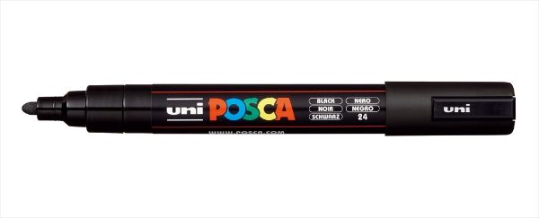 Uni Posca Paint Marker Medium, 1.8 - 2.5mm bullet tip - PC-5M, black