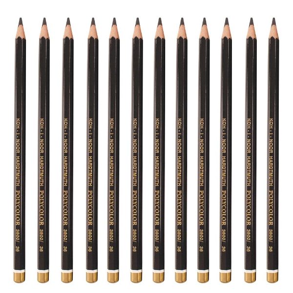 12 Coloured Polycolor Pencils - Black DACPEN12B