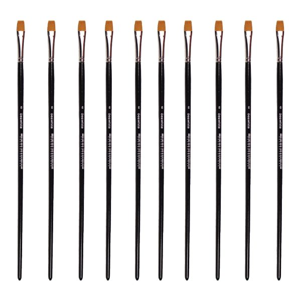Golden Synthetic Brush - Flat Size 8 - Value Pack of 10 brushes BSYS8P