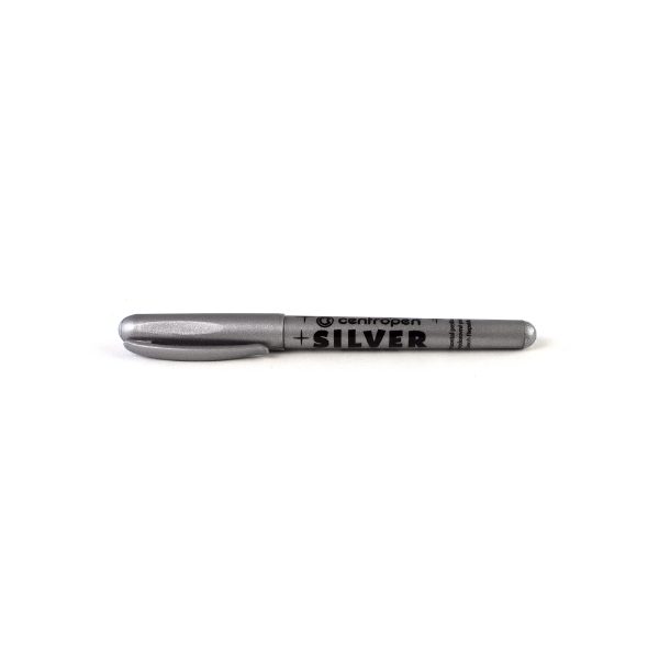 Centropen Metallic Silver - Permanent Marker Pen (10)