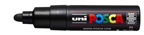 Uni Posca Paint Marker Large, 4.5- 5.5mm Bullet Tip, Black DAMPBUB